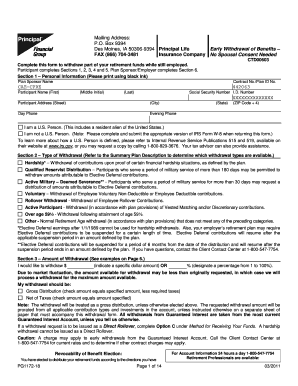 Principal Life Early Withdrawal of Benefits Form