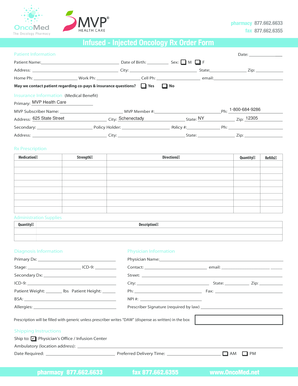 Infused - Injected Oncology Rx Order Form