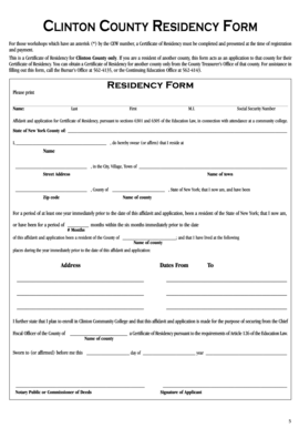 Clinton County Residency Form