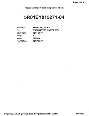 Progress Report Cover Sheet