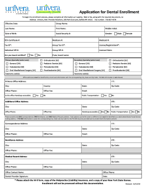 Dental Provider Enrollment Form