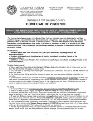 Nassau County Certificate of Residence