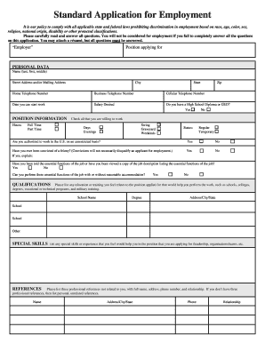 Standard Application for Employment
