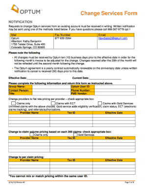 Optum Change Services Form