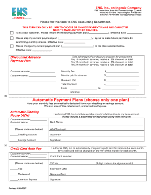 ENS Payment Plan Change Form