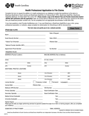 Health Professional Application to File Claims