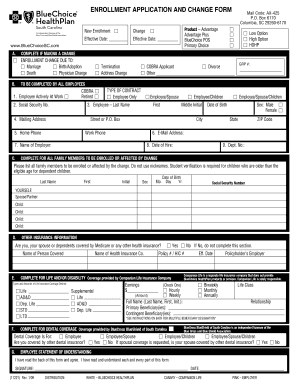 BlueChoice HealthPlan Enrollment Application and Change Form