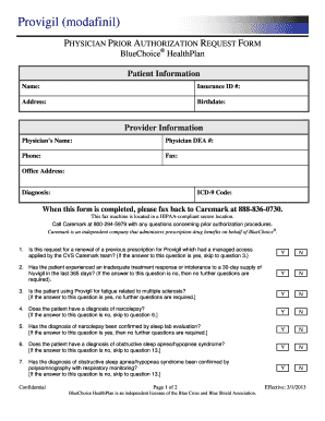 Provigil Prior Authorization Request Form
