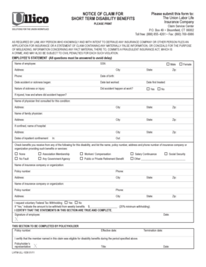 Short Term Disability Claim Form
