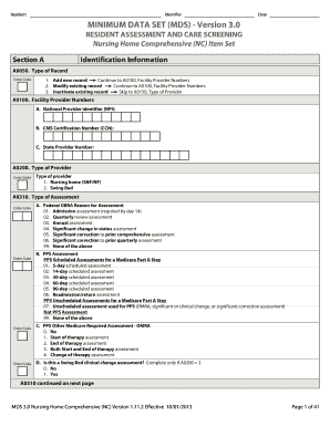 MDS 3.0 Nursing Home Comprehensive Assessment Form