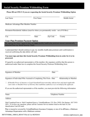 Social Security Premium Withholding Form