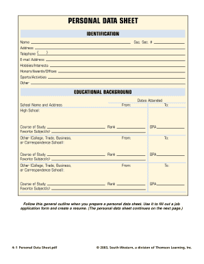 Personal Data Sheet form - mswagemaker.info