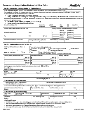 Program for baby shower - Post Employment Benefit Conversion Form- Life Insurance - corporate rfmh