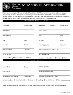 Minnesota Medical Association Membership Application