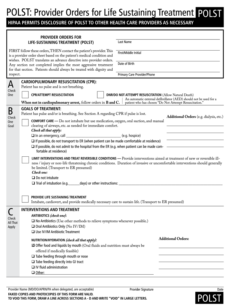 Printable Polst Form Printable Forms Free Online