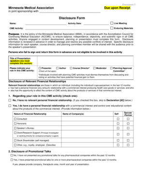 Minnesota Medical Association CME Disclosure Form