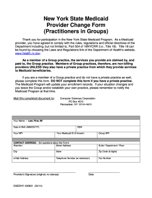 New York State Medicaid Provider Change Form