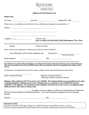 Diploma and Thesis Release Form