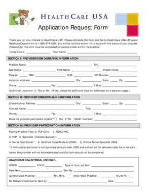 HealthCare USA Provider Application Form