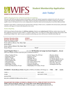 WIFS Student Membership Application