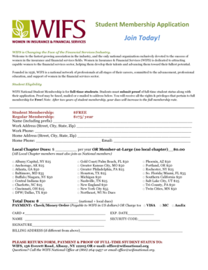 WIFS Student Membership Application