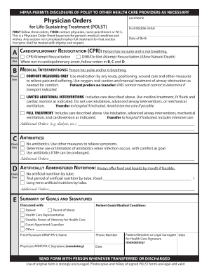 Physician Orders for Life-Sustaining Treatment (POLST) Form