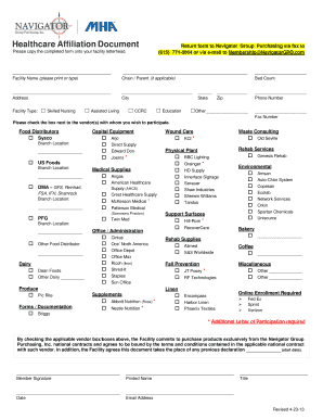 Healthcare Affiliation Document Return Form