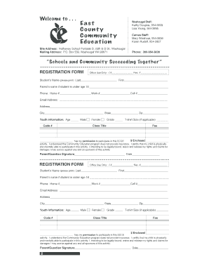 East County Community Education Registration Form