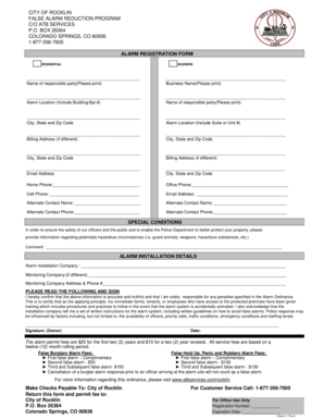 City of Rocklin Alarm Registration Form