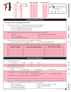 Food Intake Survey Form