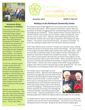 Christmas newsletter template - Friends of the Center Newsletter - Northeast Community Center - necca myspokane