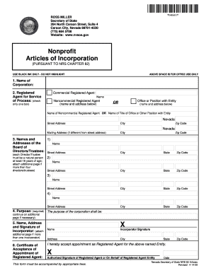 Nevada Nonprofit Articles of Incorporation