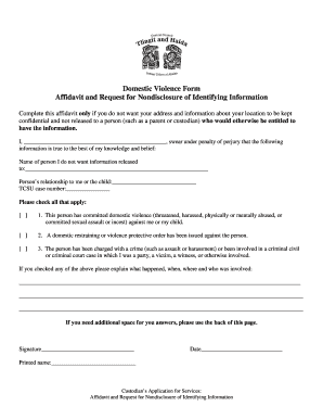 Domestic Violence Affidavit and Request for Nondisclosure