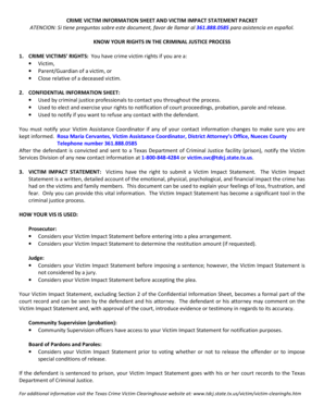 Crime Victim Information Sheet and Victim Impact Statement