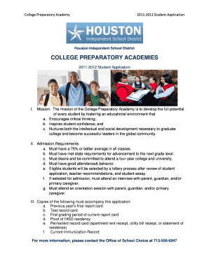 College Preparatory Academy Student Application