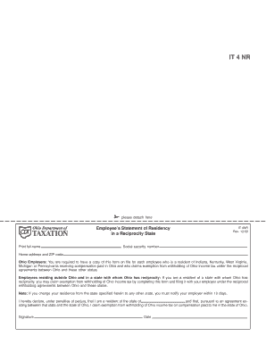 Employee’s Statement of Residency IT 4NR