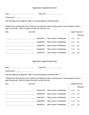 Application Appointment Card
