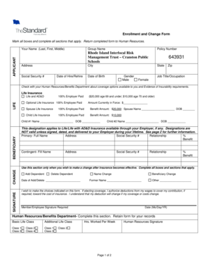 Enrollment and Change Form