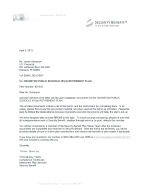 Security Benefit Plan Application