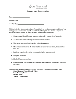 Workout Loan Documentation