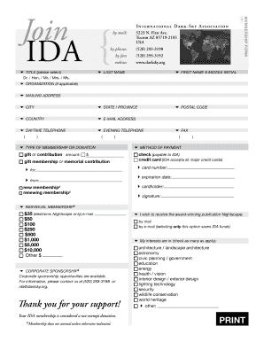 International Dark-Sky Association Membership Form