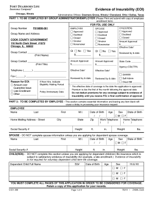 Fort Dearborn Life Insurance Evidence of Insurability Form