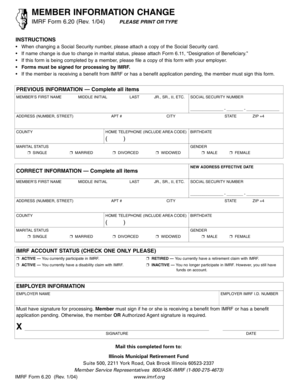 IMRF Member Information Change Form