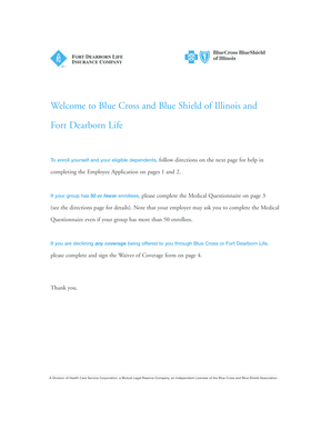 Employee Application for Blue Cross and Blue Shield of Illinois