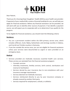 King’s Daughters’ Health Financial Assistance Application