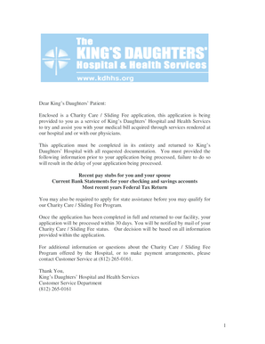 King’s Daughters’ Charity Care Application
