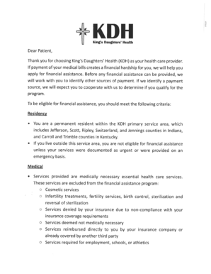 King’s Daughters’ Health Financial Assistance Application