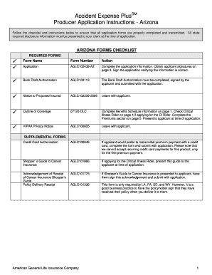 Arizona Accident and Health Insurance Application