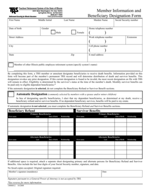 Illinois TRS Member Information and Beneficiary Designation Form