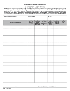 Illinois School Bus Safety Training Record
